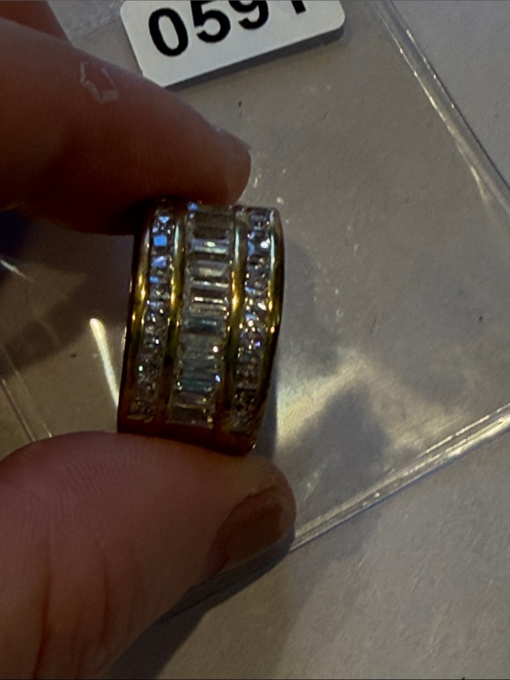 18KGE CZ Gold-Tone Women’s Multi-Row Crystal Ring - Elegant Clear Stone Accent